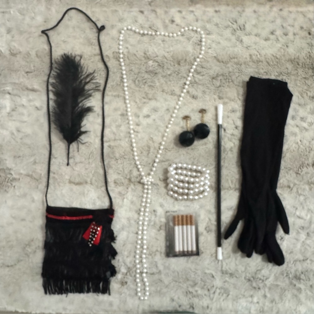Black Flapper Costume Accessories Set